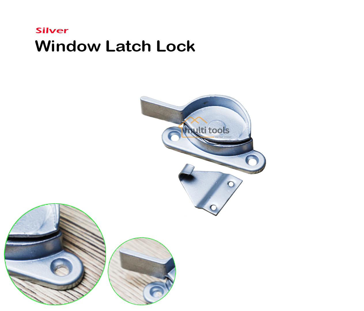 Aluminium Window Latch Lock (Silver) 